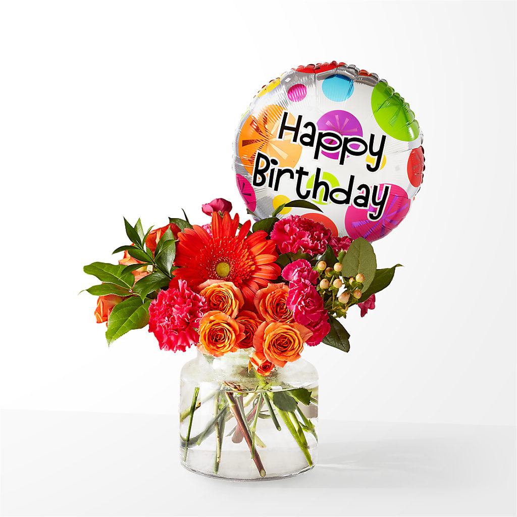Fiesta Bouquet with Birthday Balloon – FLOWERS & GIFTS AT ROTH'S, Salem OR