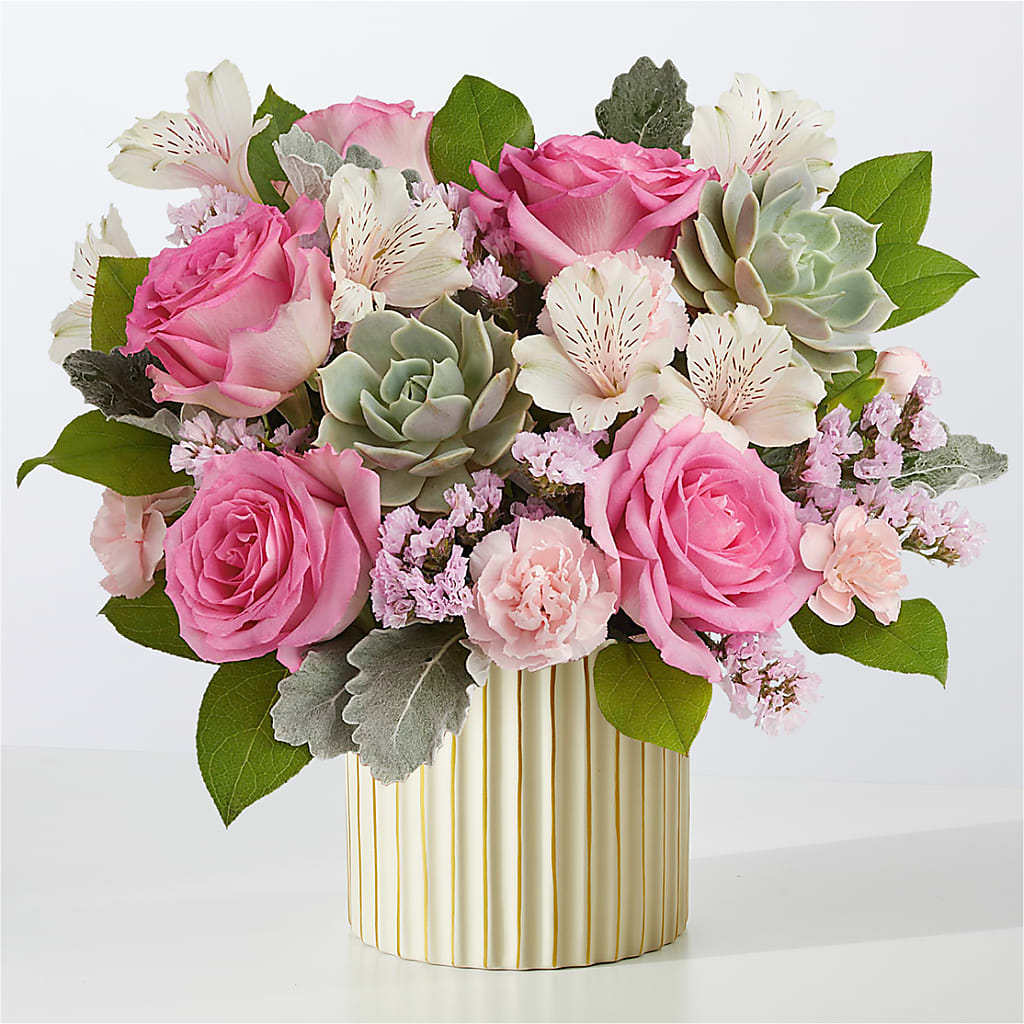 Dusty Rose Bouquet with Ivory Vase – FLOWERS & GIFTS AT ROTH'S, Salem OR