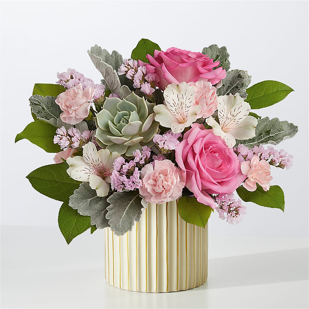 Dusty Rose Bouquet with Ivory Vase – FLOWERS & GIFTS AT ROTH'S, Salem OR
