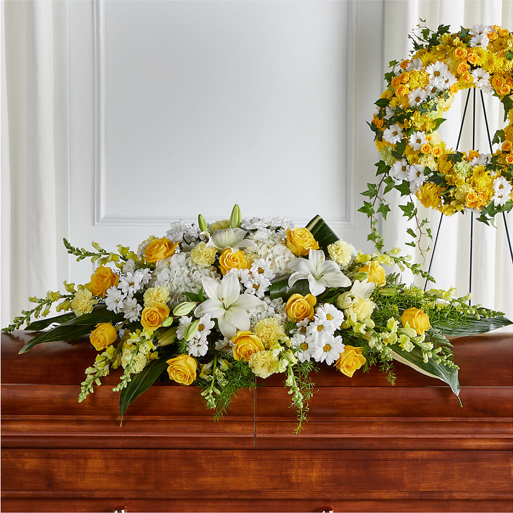 Golden Harmony Casket Spray – FLOWERS & GIFTS AT ROTH'S, Salem OR