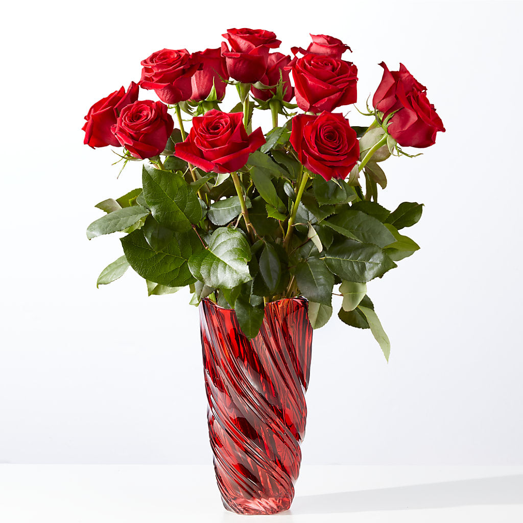 Classic Love Red Rose Bouquet with Luxe Swirl Vase – FLOWERS & GIFTS AT ROTH'S, Salem OR